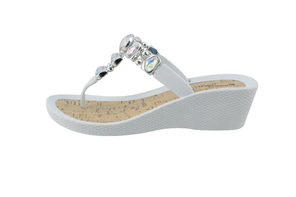 Beachandstreet Linea Scarpa • Strandschuhe Frauen • Grado • Glamour Zehentrenner weiß mit Wedge-Absatz Wochenangebot
