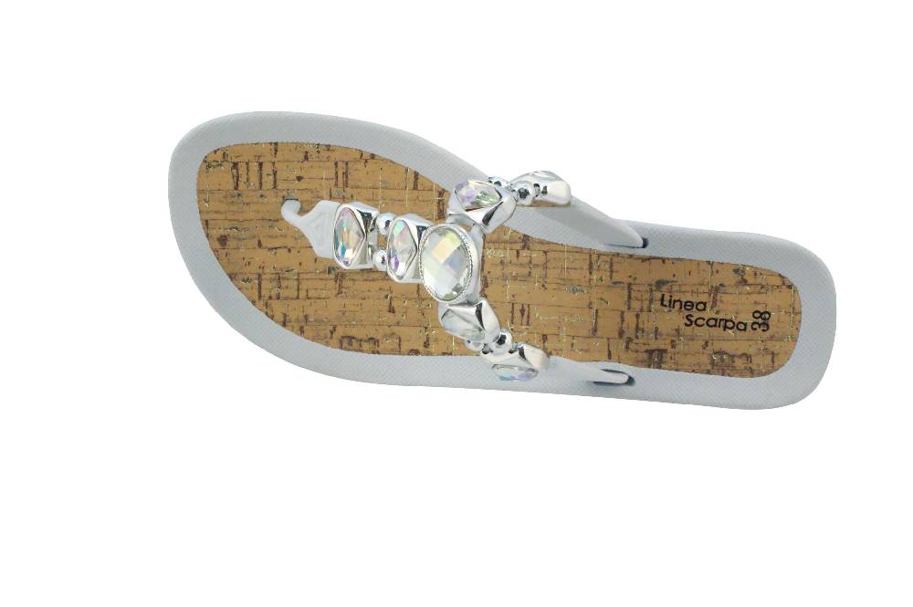 Beachandstreet Linea Scarpa • Strandschuhe Frauen • Grado • Glamour Zehentrenner weiß mit Wedge-Absatz Wochenangebot
