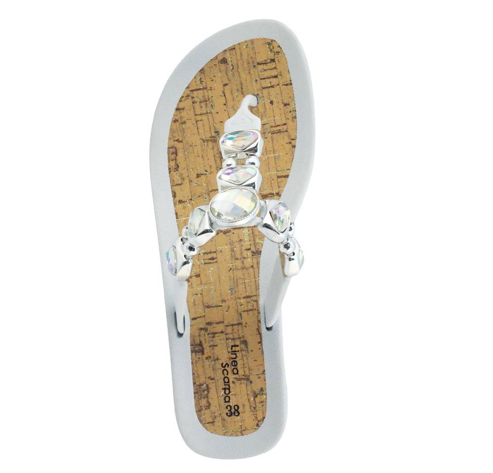 Beachandstreet Linea Scarpa • Strandschuhe Frauen • Grado • Glamour Zehentrenner weiß mit Wedge-Absatz Exklusivangebot