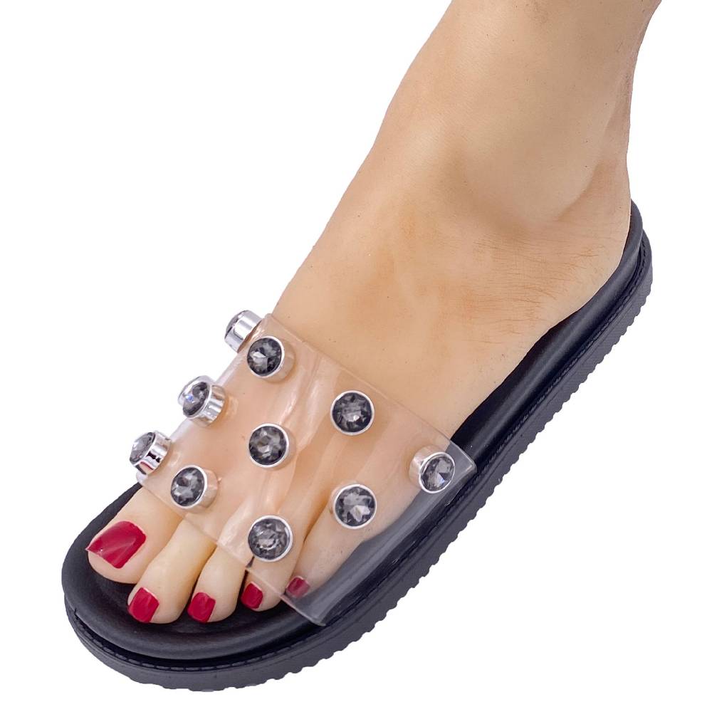 Beachandstreet Florenz - Badeschuhe mit transparentem Oberteil und großen Acrylsteinen Blitzangebot