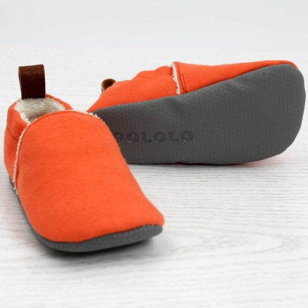 Pololo Barfuß Hausschuh Baumwolle (bio) Uni Orange Letzter Tag
