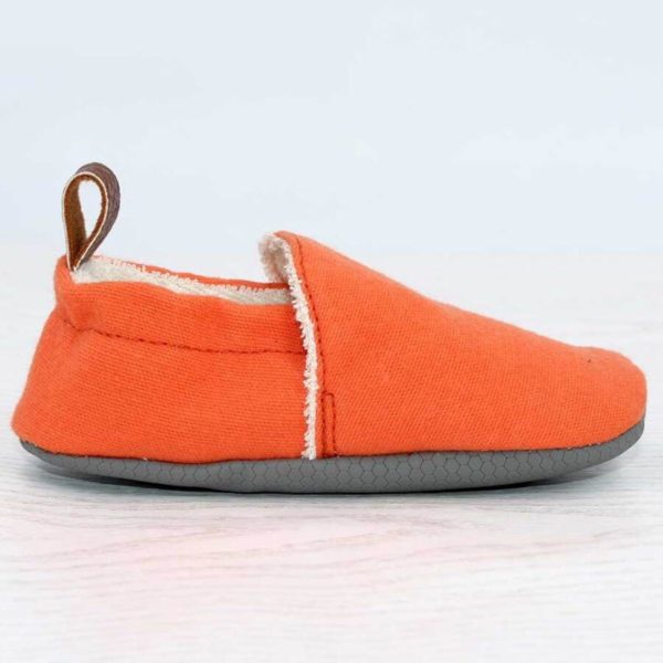 Pololo Barfuß Hausschuh Baumwolle (bio) Uni Orange Letzter Tag