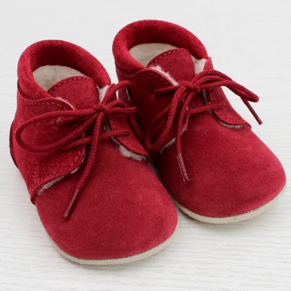 Pololo Für die ersten Schritte – “Porto” der Barfuß Kleinkindschuh Wollgefüttert Rot Outlet