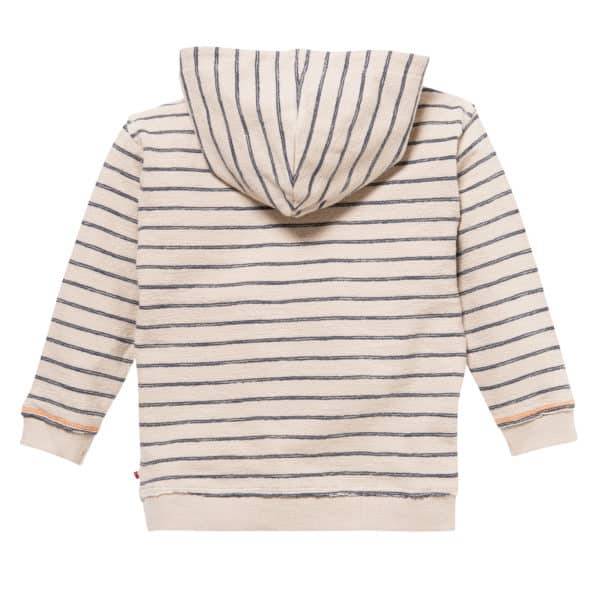 Pololo People Wear Organic Sweat-Hoodie beige-blau geringelt, aus Bio-Baumwolle Schlussverkauf