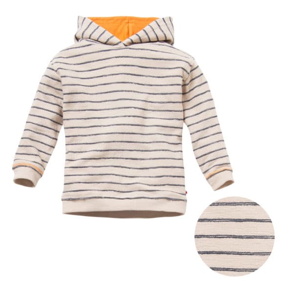 Pololo People Wear Organic Sweat-Hoodie beige-blau geringelt, aus Bio-Baumwolle Schlussverkauf