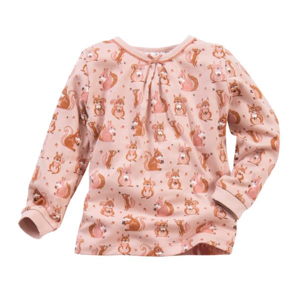 Pololo People Wear Organic Langarm-Pyjama “Eichhörnchen”, rosa, Baumwolle (Bio) Limitierter Zeitrabatt