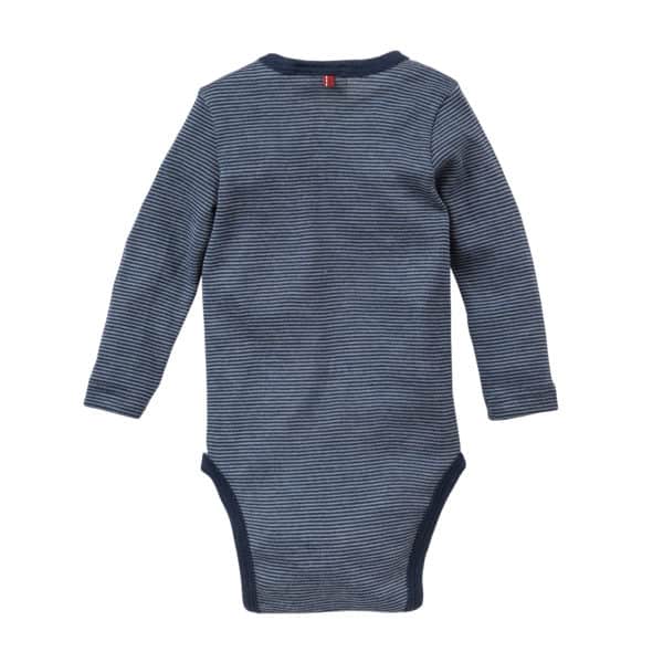 Pololo People Wear Organic Wolle-Seide Langarm-Body, dunkelblau geringelt Flash Sale