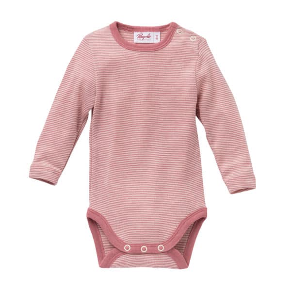 Pololo People Wear Organic Wolle-Seide-Body, rosa geringelt Online Shopping