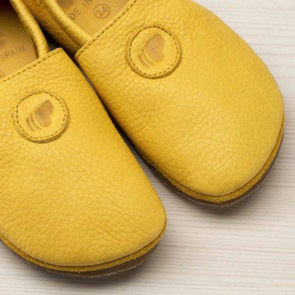 Pololo Barfuß Hausschuh Leder Uni Gelb Saisonschlussverkauf