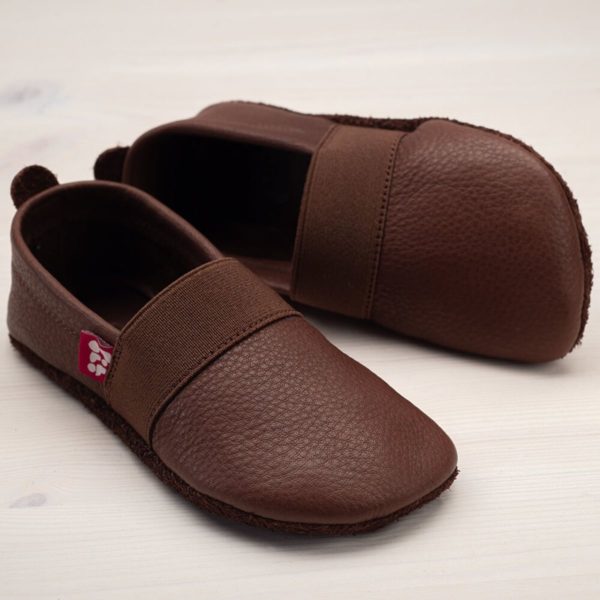 Pololo Barfußhausschuh Leder Dunkelbraun Restgrößen 20-26 Online Outlet