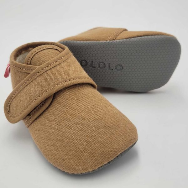 Pololo Barfuß Hausschuh mit Klettverschluss – hellbraun Blitzangebot