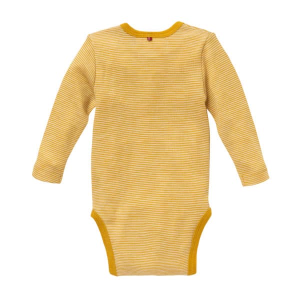 Pololo People Wear Organic Wolle-Seide-Body, senfgelb geringelt Rabatte dieses Monats