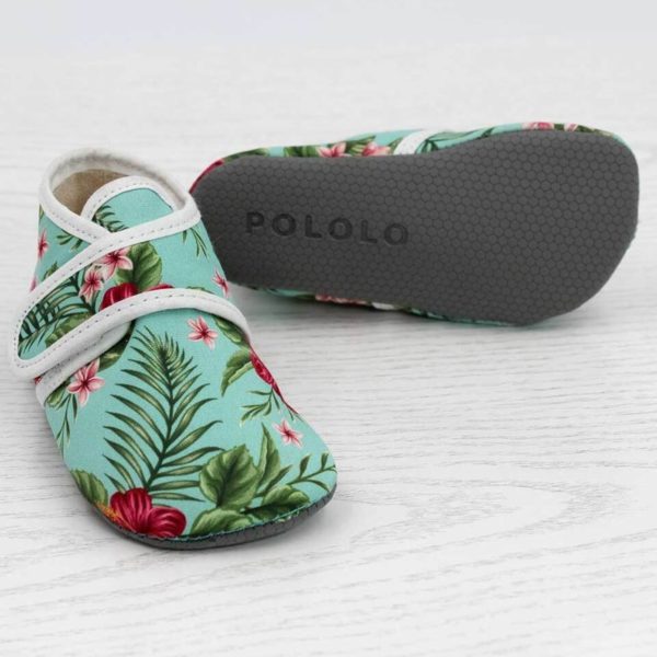 Pololo Barfuß Hausschuh mit Klettverschluss – Motiv Blume Online