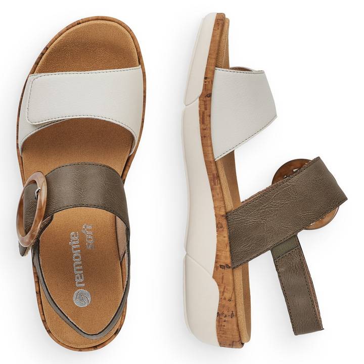 Remonte Artikelnummer R6853-54 remonte Damen Riemchensandalen olivgrün-altweiß Kostenloser Versand international
