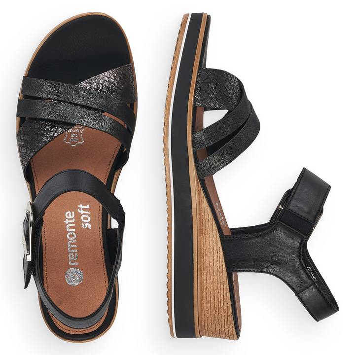 Remonte Artikelnummer D6454-00 remonte Damen Keilsandaletten tiefschwarz Sonderangebot