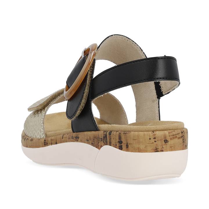 Remonte Artikelnummer R6853-02 remonte Damen Riemchensandalen stahlschwarz-goldbeige Sonderangebote