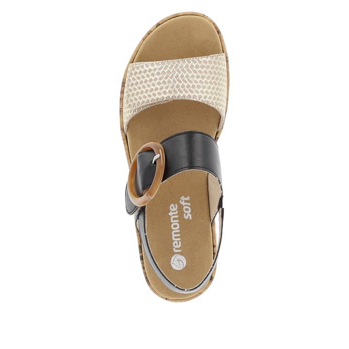 Remonte Artikelnummer R6853-02 remonte Damen Riemchensandalen stahlschwarz-goldbeige Sonderangebote