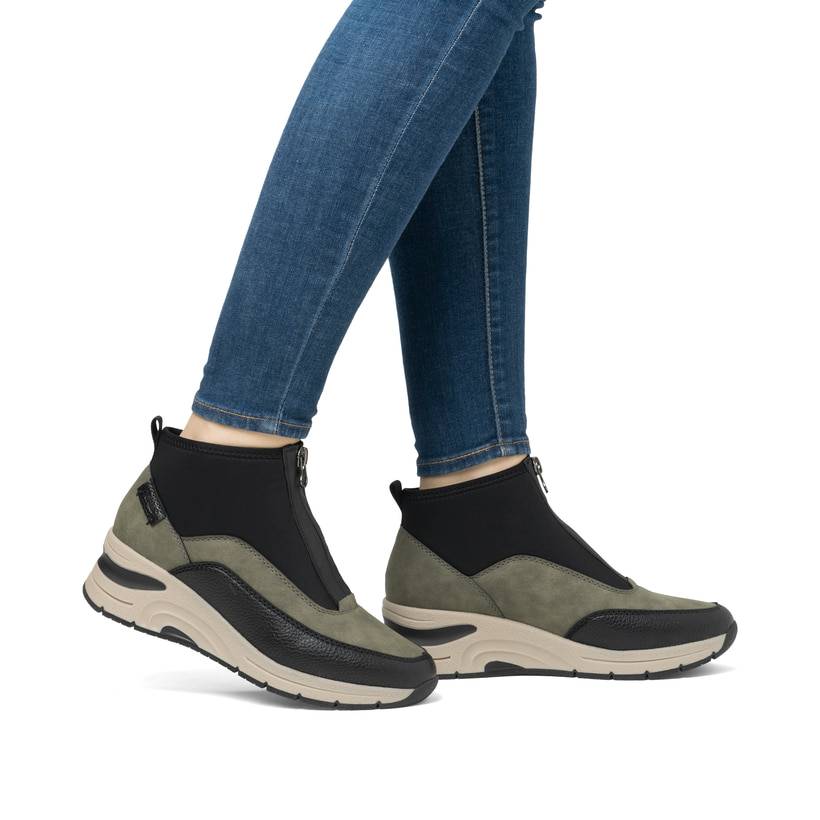 Rieker Artikelnummer N9362-54 Rieker Damen Slipper urbanschwarz-khaki Bis zu 50% Rabatt