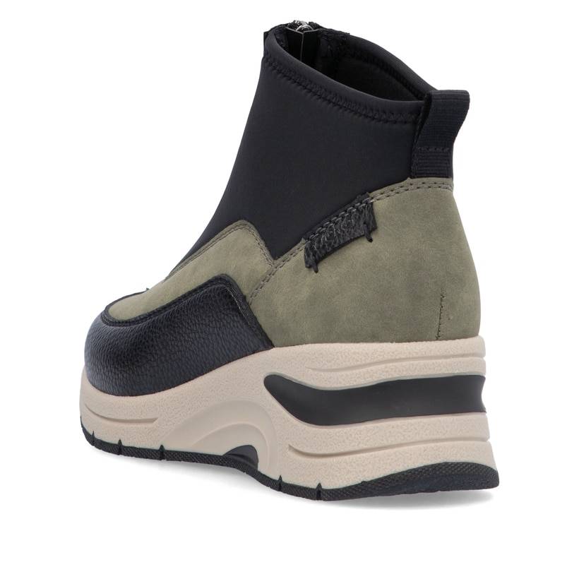 Rieker Artikelnummer N9362-54 Rieker Damen Slipper urbanschwarz-khaki Bis zu 50% Rabatt