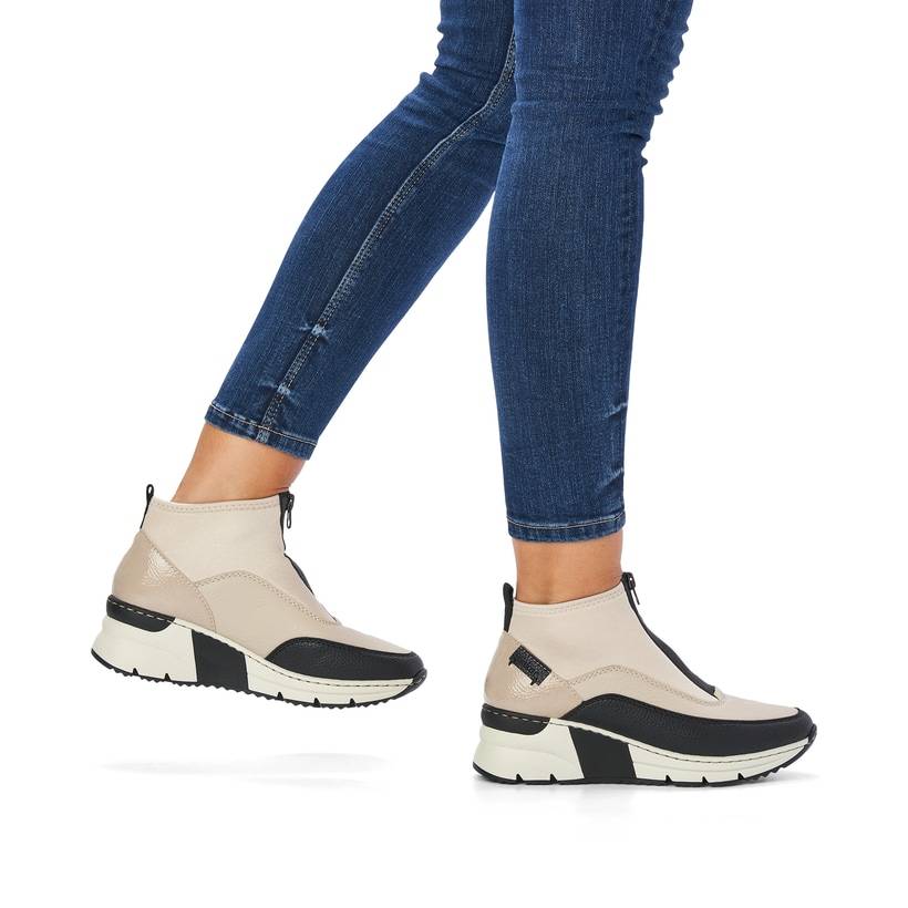 Rieker Artikelnummer N6352-60 Rieker Damen Sneaker High hellbeige-schwarz Nur für heute