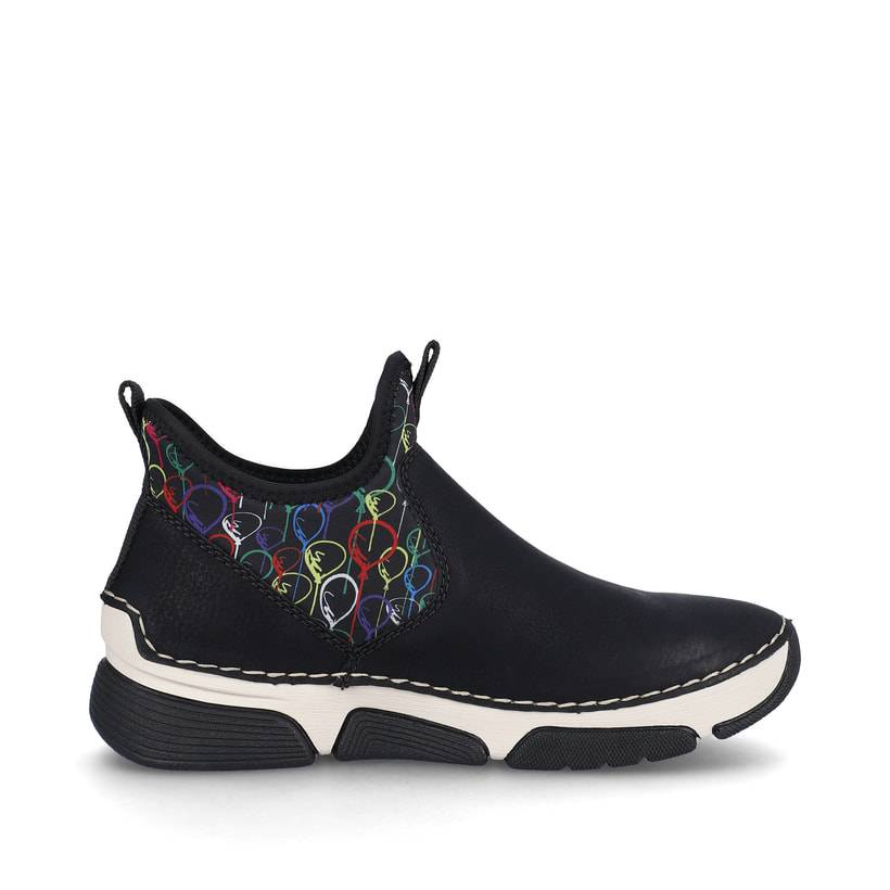 Rieker Artikelnummer 45957-00 Rieker Damen Slipper urbanschwarz-bunt Nur noch ein Tag übrig
