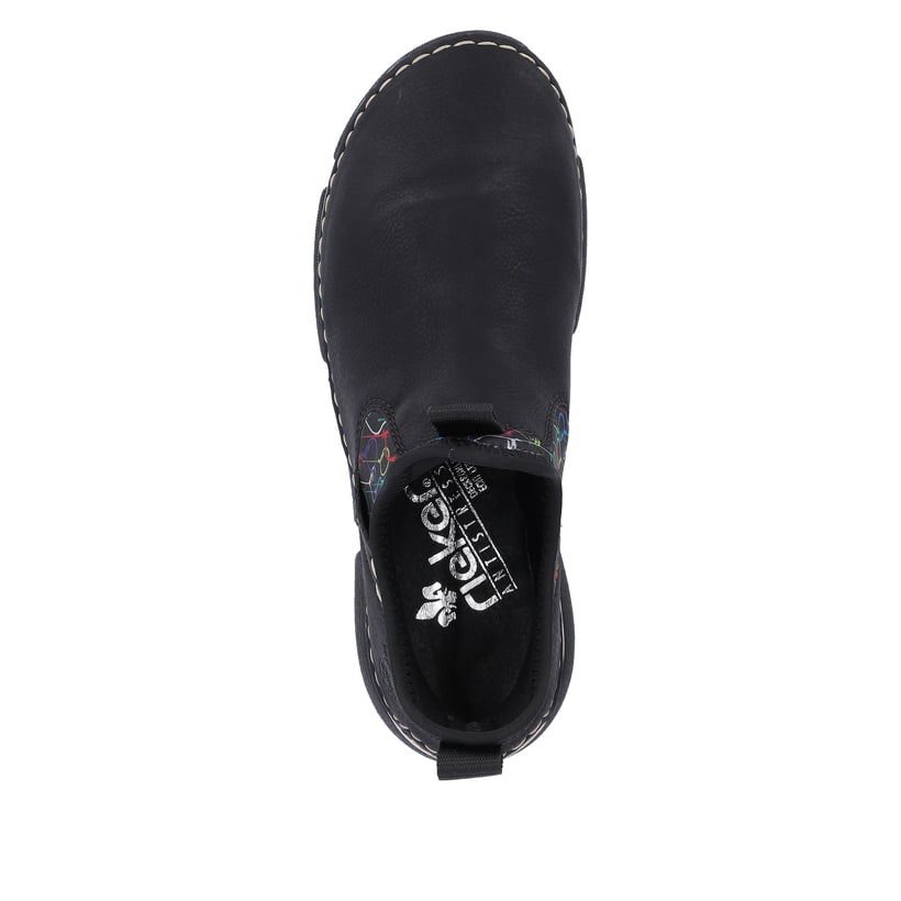 Rieker Artikelnummer 45957-00 Rieker Damen Slipper urbanschwarz-bunt Nur noch ein Tag übrig