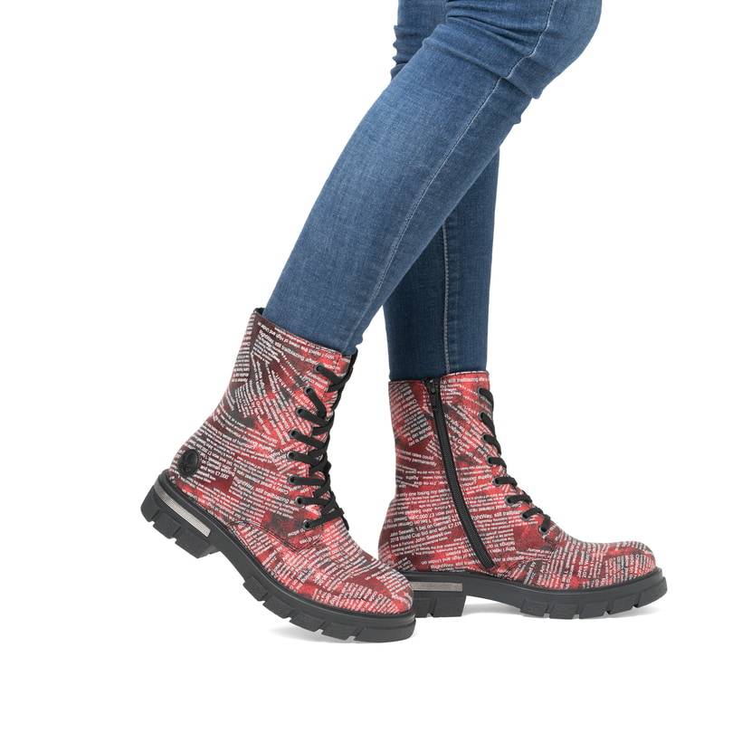 Rieker Artikelnummer Z9120-35 Rieker Damen Biker Boots metallicrot Im Verkauf