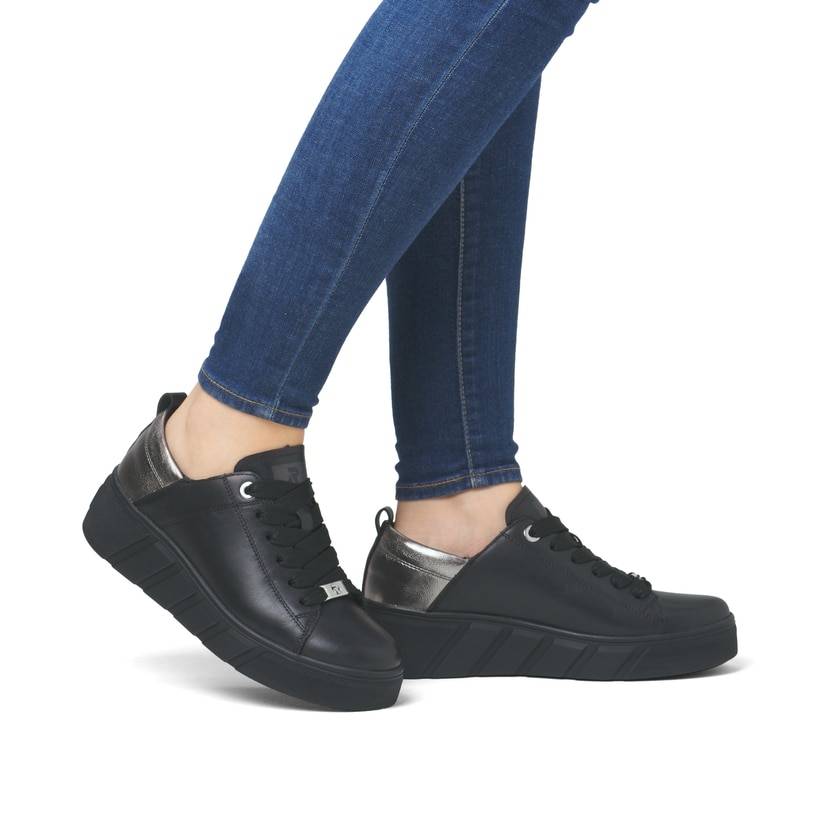 Rieker Artikelnummer W0502-03 Rieker Damen Sneaker Low mattschwarz-silber Meist gekauft