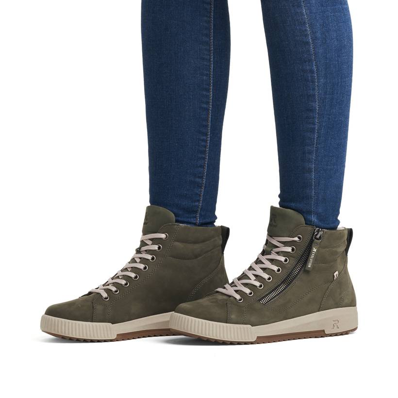 Rieker Artikelnummer W0164-54 Rieker Damen Sneaker High schilfgrün Fabrik Onlineshop