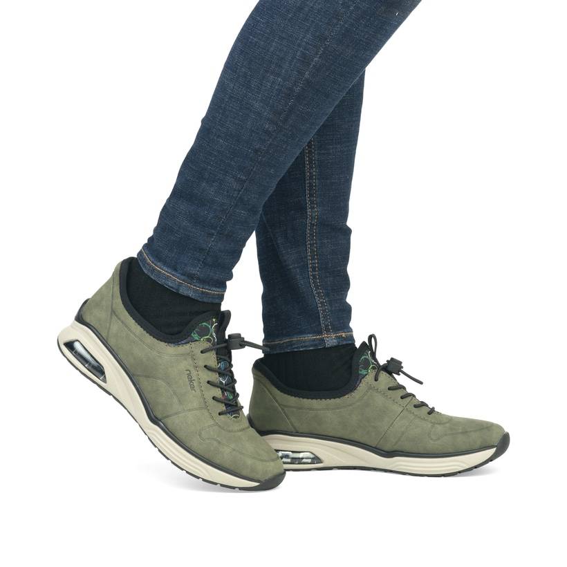 Rieker Artikelnummer M5651-54 Rieker Damen Slipper khaki-schwarz Online Shopping