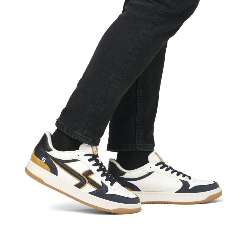 Rieker Artikelnummer U1900-81 Rieker Herren Sneaker Low cremeweiß-schwarz Online Outlet