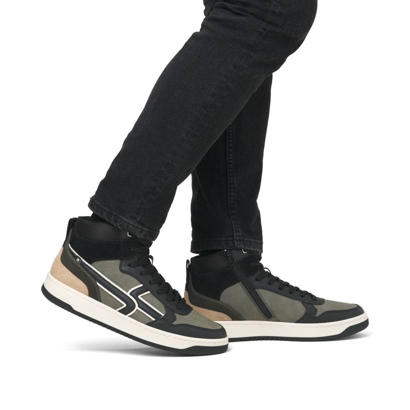 Rieker Artikelnummer U1970-01 Rieker Herren Sneaker High khaki-schwarz Zeitlich begrenztes Angebot