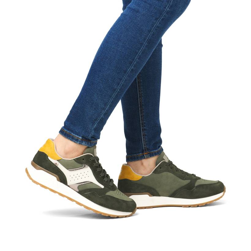 Rieker Artikelnummer W0607-54 Rieker Damen Sneaker Low khaki-cremeweiß Neueste Mode