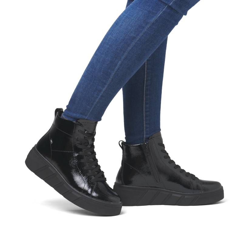 Rieker Artikelnummer W0561-01 Rieker Damen Sneaker High glanzschwarz Blitzangebot