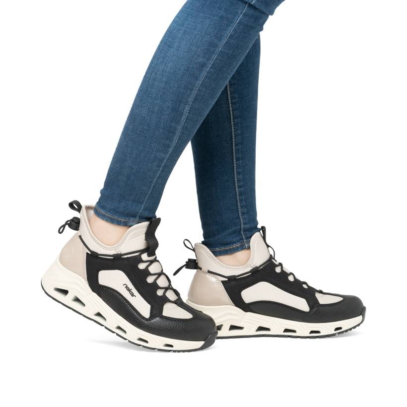 Rieker Artikelnummer N5254-60 Rieker Damen Slipper tiefschwarz-hellbeige Große Rabatte