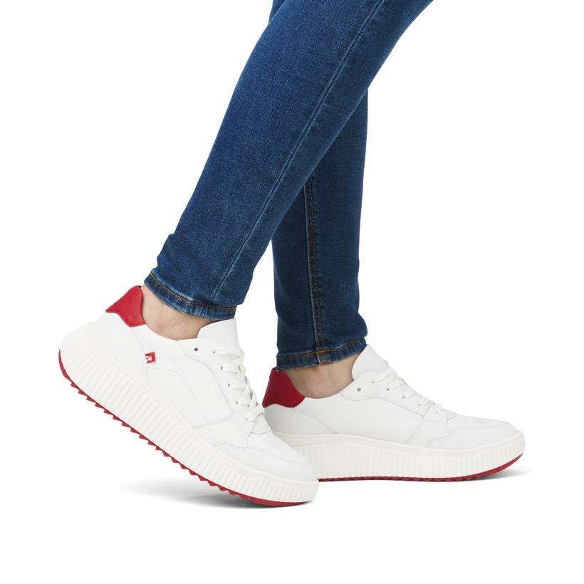Rieker Artikelnummer W1700-80 Rieker Damen Sneaker Low kristallweiß-rot Neuheiten