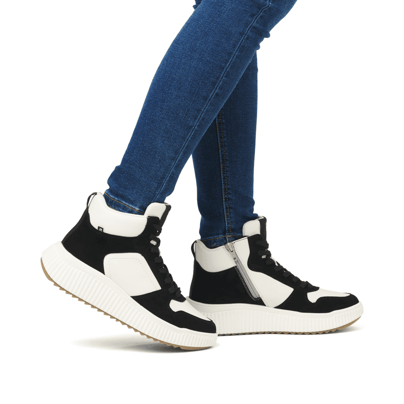 Rieker Artikelnummer W1770-60 Rieker Damen Sneaker High cremeweiß-schwarz Räumungsverkauf