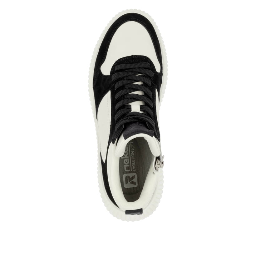 Rieker Artikelnummer W1770-60 Rieker Damen Sneaker High cremeweiß-schwarz Räumungsverkauf