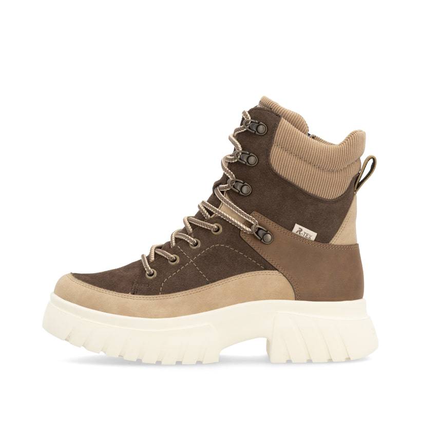 Rieker Artikelnummer W1871-25 Rieker Damen Schnürstiefel holzbraun-lehmbeige Tägliche Deals