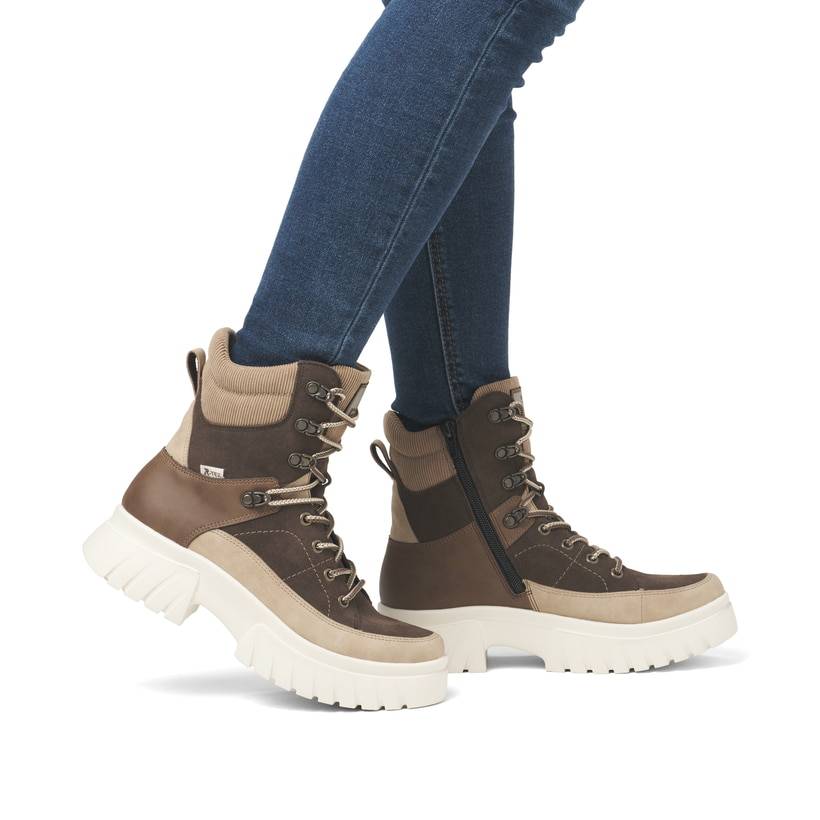 Rieker Artikelnummer W1871-25 Rieker Damen Schnürstiefel holzbraun-lehmbeige Tägliche Deals