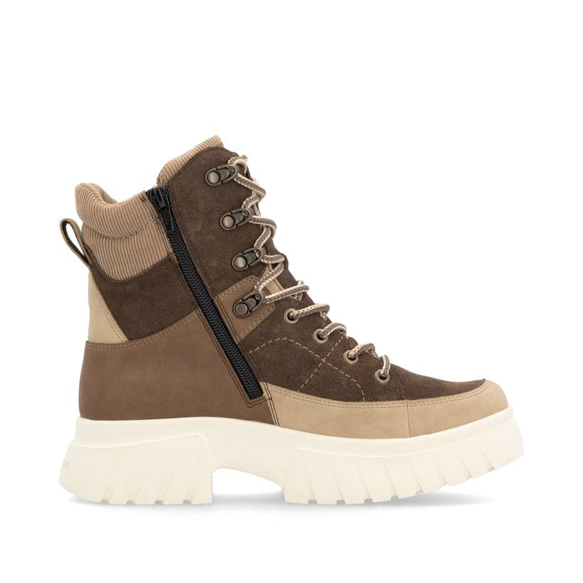 Rieker Artikelnummer W1871-25 Rieker Damen Schnürstiefel holzbraun-lehmbeige Tägliche Deals