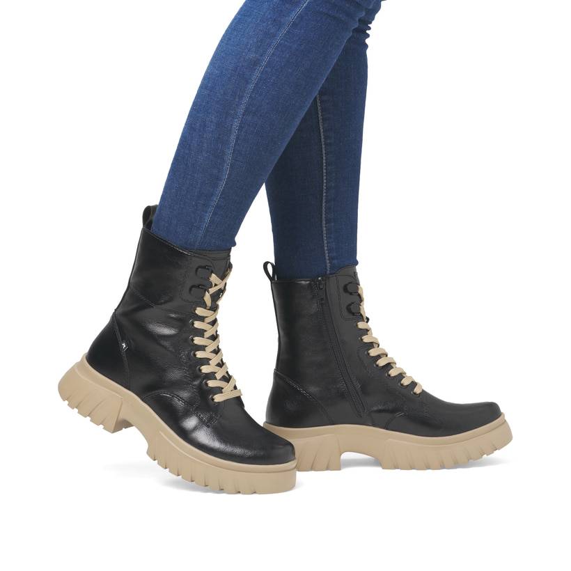 Rieker Artikelnummer W1870-00 Rieker Damen Schnürstiefel glanzschwarz Riesige Ersparnisse