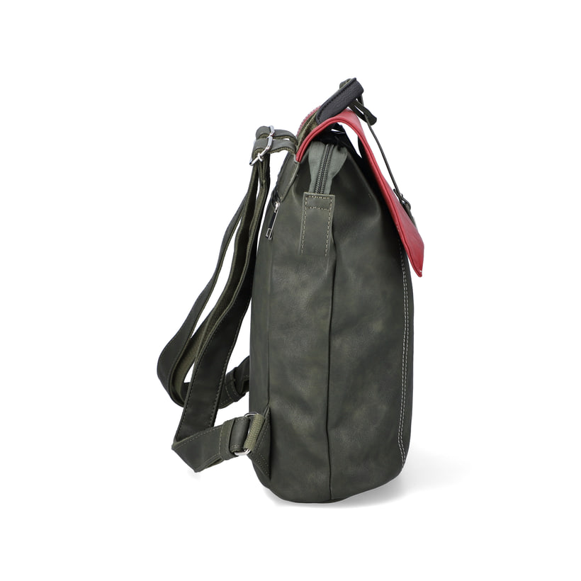 Rieker Artikelnummer H1357-54 Rieker Rucksack waldgrün-kirschrot Nur noch ein Tag übrig