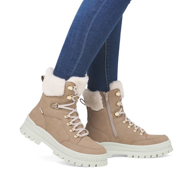 Rieker Artikelnummer W2174-20 Rieker Damen Schnürstiefel braunbeige Bis zu 55% Rabatt