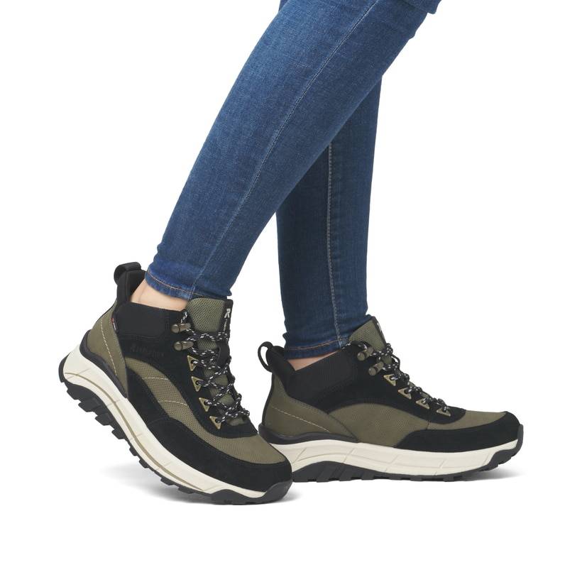 Rieker Artikelnummer W0067-54 Rieker Damen Schnürstiefel urbanschwarz-khaki Nur noch ein Tag übrig