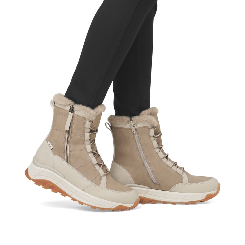 Rieker Artikelnummer W0071-20 Rieker Damen Schnürstiefel cremebeige 50% Rabatt für begrenzte Zeit