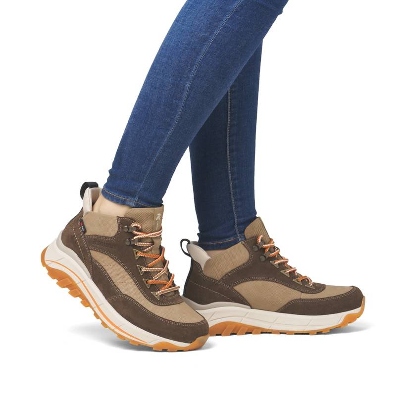 Rieker Artikelnummer W0067-20 Rieker Damen Schnürstiefel hozbraun-beige Rabatte dieses Monats