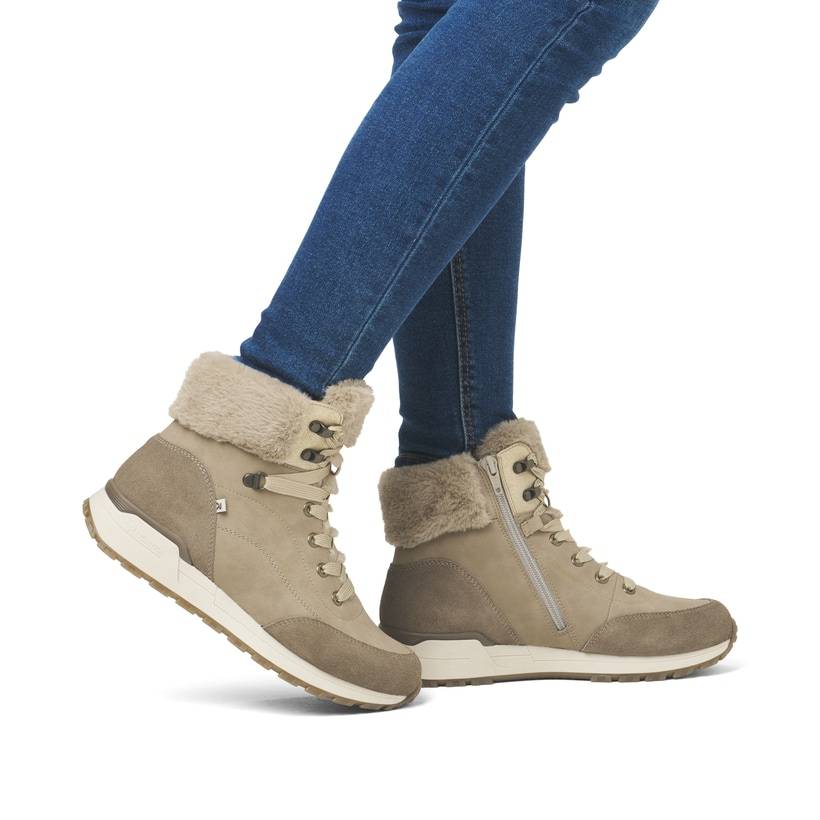 Rieker Artikelnummer W0670-20 Rieker Damen Schnürstiefel braunbeige Outlet
