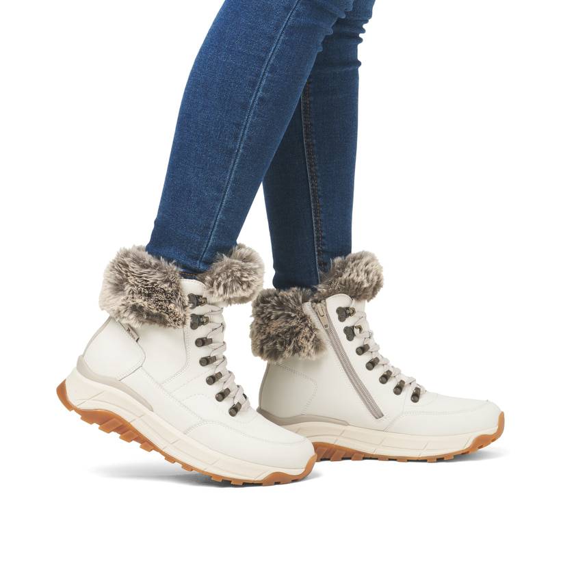 Rieker Artikelnummer W0063-80 Rieker Damen Schnürstiefel cremeweiß Auslauf