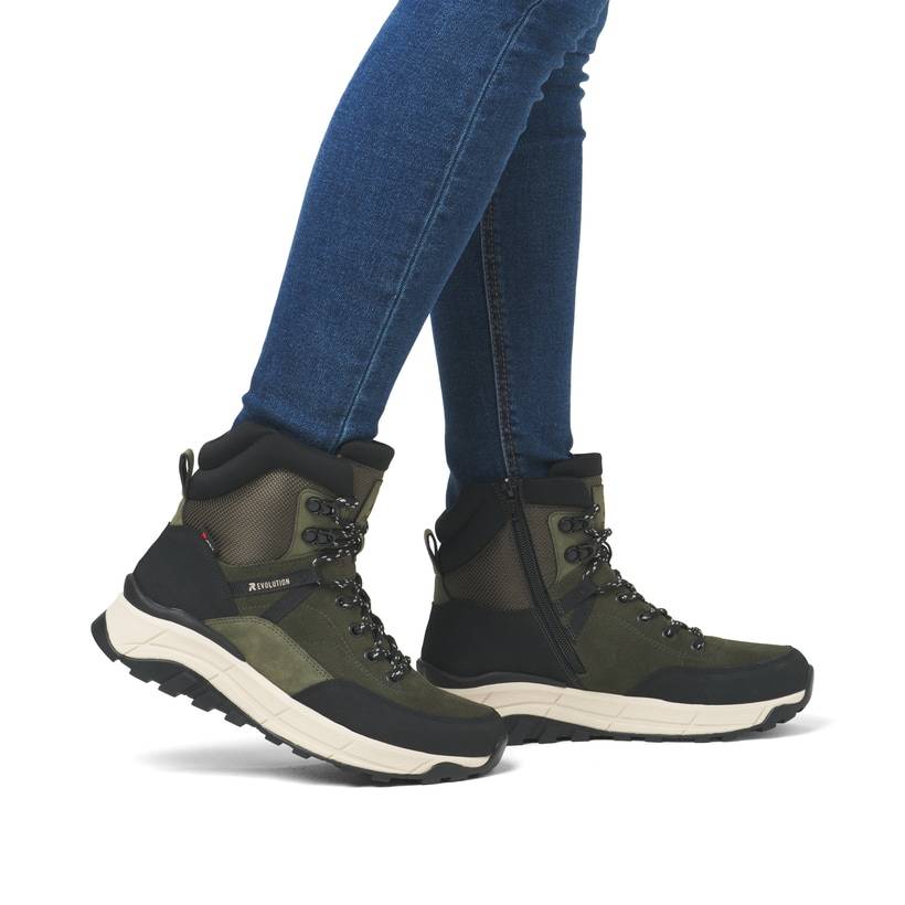 Rieker Artikelnummer W0072-54 Rieker Damen Schnürstiefel khaki-schwarz Angebote
